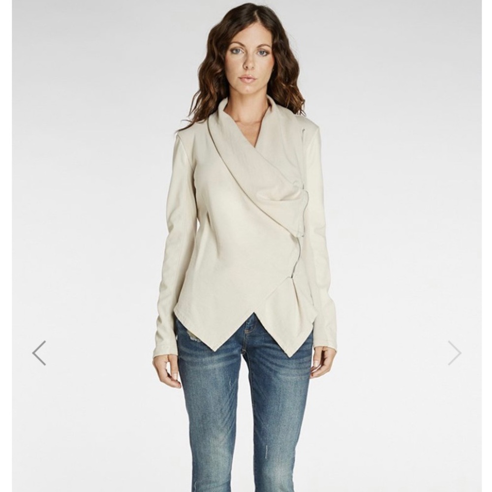 BLANKNYC Drape-Front Faux Leather Jacket